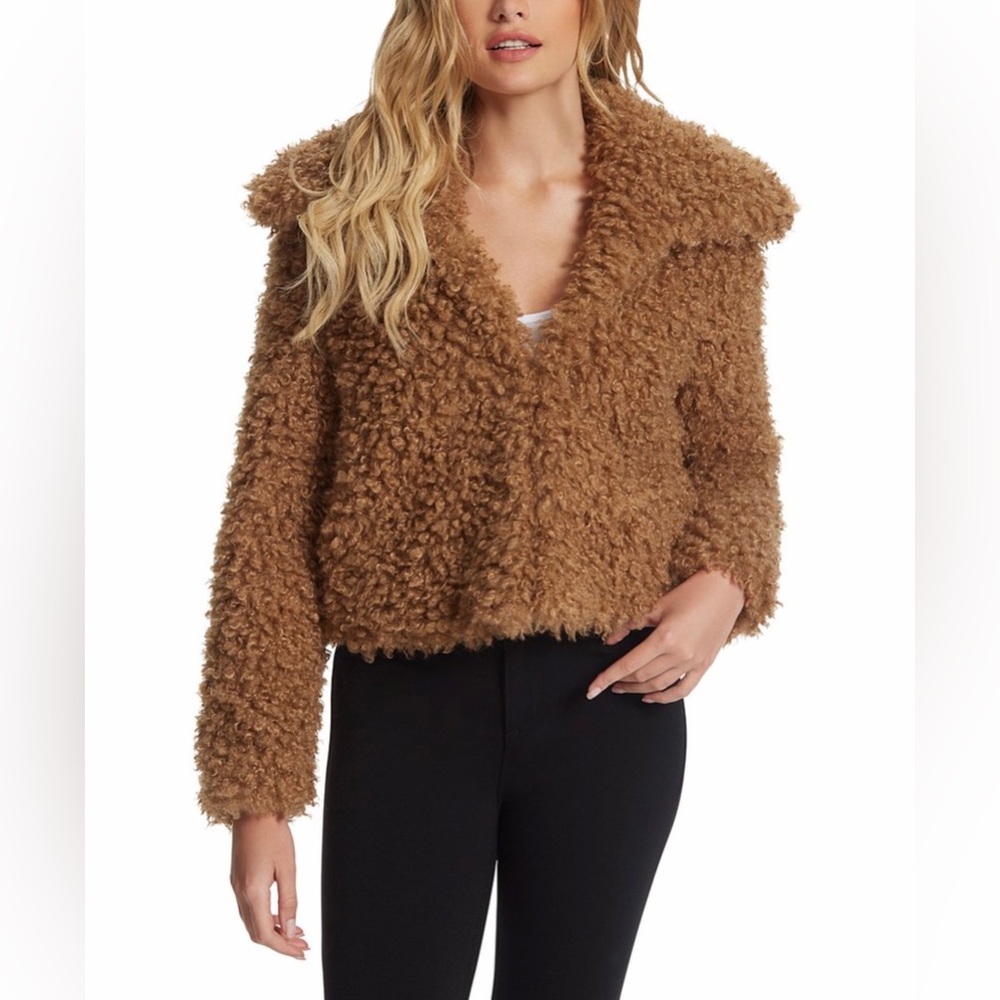✨Jessica Simpson | Burro Brown Sasha Faux Fur Jacket Size Small